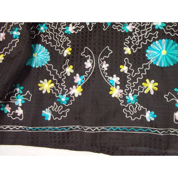 Vintage 90s Draper's and Damon's Black‎ Floral Embroidered Jacket 1X  Boho - Picture 9 of 12